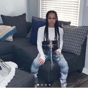 Reworked denim pants